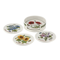 Botanic Garden Round Coasters Set of 4 with Holder