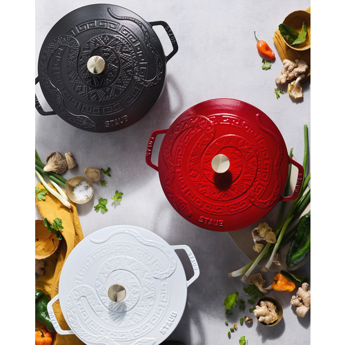 Staub French Oven Round 5 Qt Pure White Snake Staub