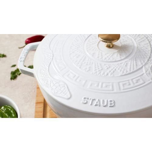 Staub French Oven Round 5 Qt Pure White Snake Staub