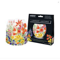 Luminary Lantern Botanical Watercolours & Water Activated LED Candles 4 Each