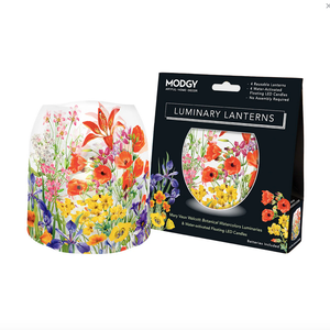 MODGY Luminary Lantern Botanical Watercolours & Water Activated LED Candles 4 Each