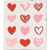Swedish Cloth Pink and Red Hearts