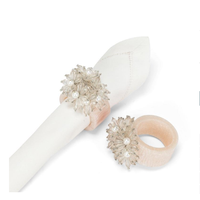 Beaded Flower Napkin Ring Pearl