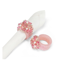 Beaded Flower Napkin Ring Pink