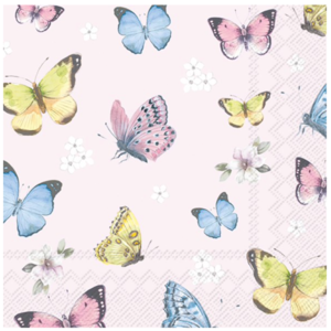 IHR Napkin Cocktail Paper Romantic Butterflies