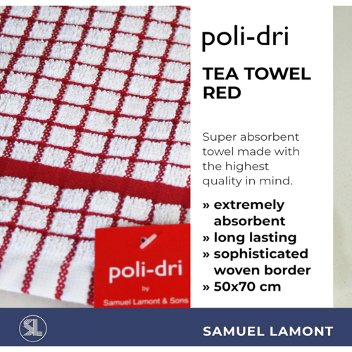 Samuel Lamont Poli-Dri Cotton Tea Towel Red