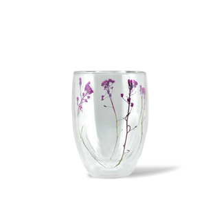 Danesco Double Wall Glass Tumbler Pink Flowers