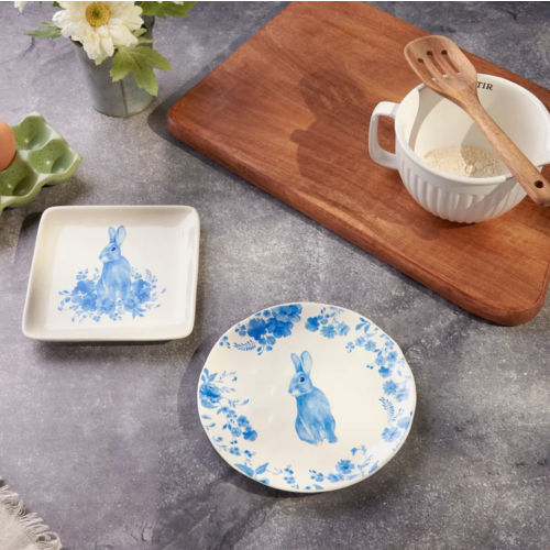 Candym Salad Plate Floral Rabbit Blue