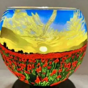 Benaya Handcrafted Art Decor Light Glass Poppy Sunrise