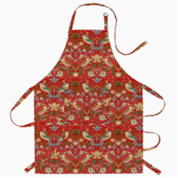 Apron Wipeable Strawberry Thief Red