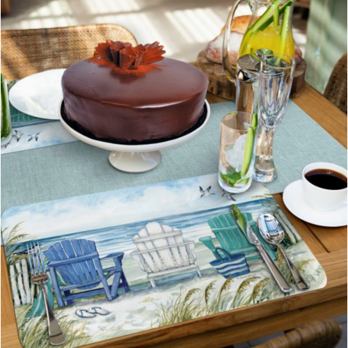 CounterArt Placemat Reversible Chairs by the Sea