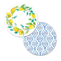 Placemat Reversible Round Lovely Lemons