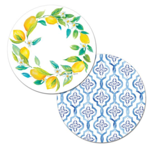 CounterArt Placemat Reversible Round Lovely Lemons