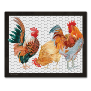 CounterArt Glass Cutting Board Whimsical Roosters