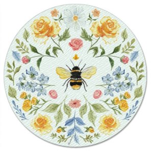 CounterArt Lazy Susan Glass Floral Bee