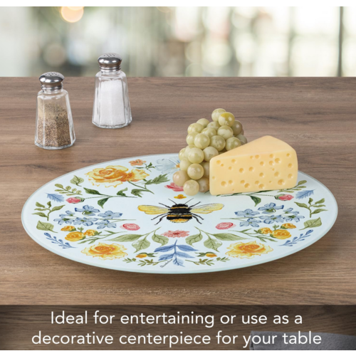 CounterArt Lazy Susan Glass Floral Bee