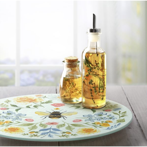 CounterArt Lazy Susan Glass Floral Bee