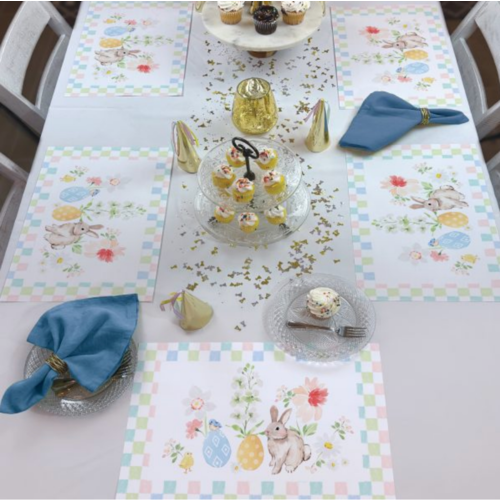 CounterArt Placemats Premium Paper Bunny Checkerboard 24pk