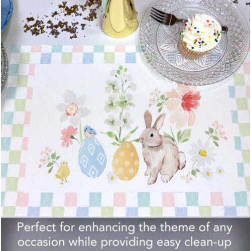 CounterArt Placemats Premium Paper Bunny Checkerboard 24pk