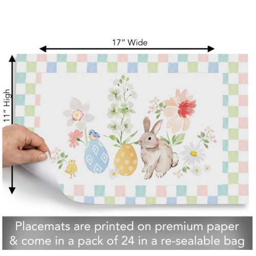 CounterArt Placemats Premium Paper Bunny Checkerboard 24pk