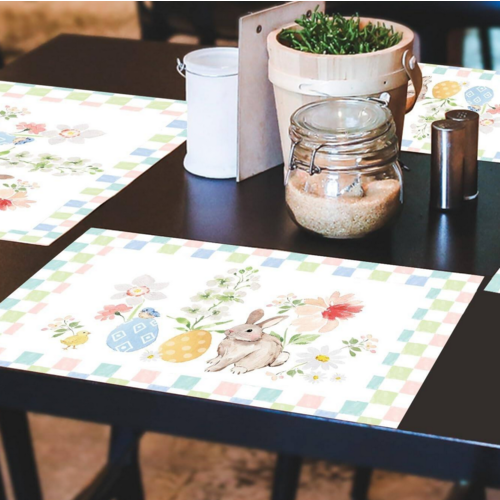 CounterArt Placemats Premium Paper Bunny Checkerboard 24pk