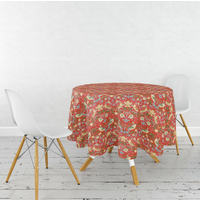 Tablecloth Strawberry Thief Red 52 Inch Round