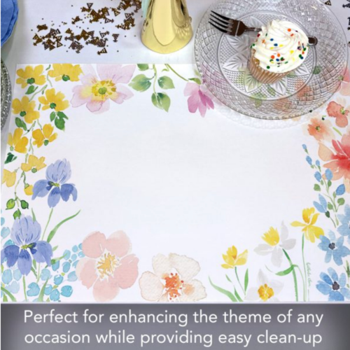 CounterArt Placemats Premium Paper Watercolours Floral 24pk