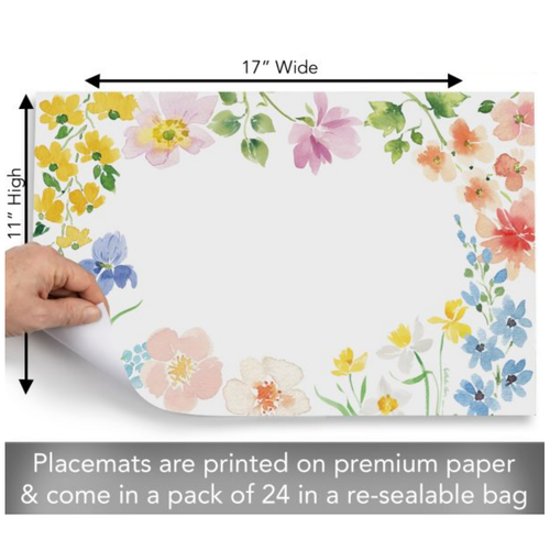 CounterArt Placemats Premium Paper Watercolours Floral 24pk