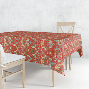 William Morris Tablecloth Strawberry Thief Red 52 x 70 Inch