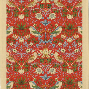 William Morris Tea Towel Strawberry Thief Red