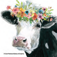 Coaster Absorbent Flower Crown Cow Set of 4