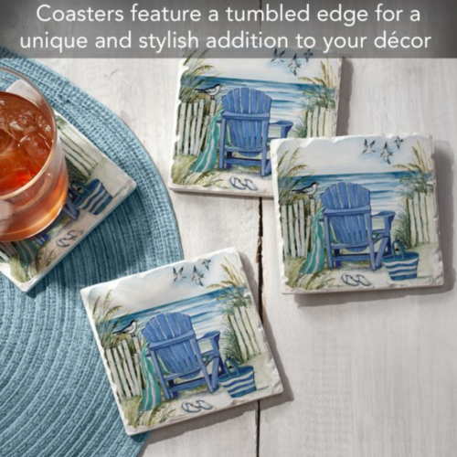 Thirstystone Coasters Coaster Absorbent By the Sea Chairs Set 0f 4