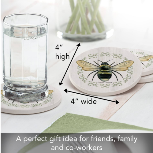 Thirstystone Coasters Coaster Absorbent Round Summer Buzz Set of 4