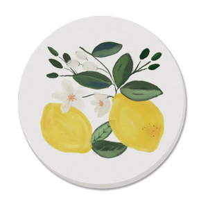 Thirstystone Coasters Coaster Absorbent Round Lovely Lemons Set of 4