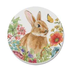 Thirstystone Coasters Coaster Absorbent Round Bunny Garden Set of 4