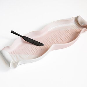 Hilborn Pottery Baguette Tray with Rosewood Knife Blushing Pink