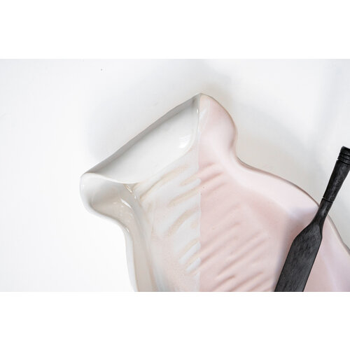 Hilborn Pottery Baguette Tray with Rosewood Knife Blushing Pink