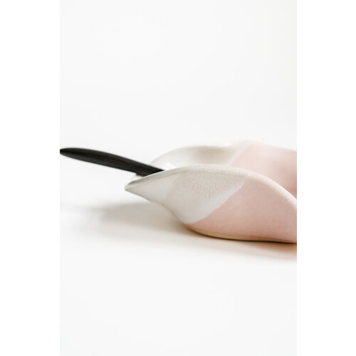 Hilborn Pottery Heart Dish with Tiny Spoon Blushing Pink