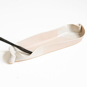 Hilborn Pottery Olive Dish with Rosewood Fork Blushing Pink