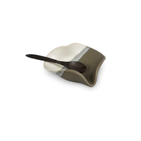 Heart Dish with Tiny Spoon Grey and White