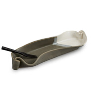 Olive Dish with Rosewood Fork Grey and White