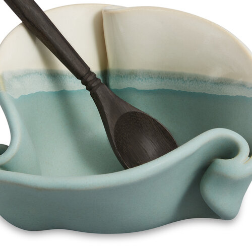 Hilborn Pottery Pinch Bowl with Rosewood Spoon Robins Egg Hilborn Pottery Pinch Bowl with Rosewood Spoon Robins Egg