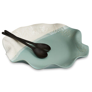 Hilborn Pottery Platter with Palm Servers Robins Egg
