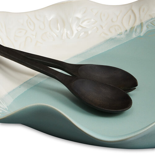 Hilborn Pottery Platter with Palm Servers Robins Egg