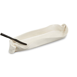 Hilborn Pottery Olive Dish with Rosewood Fork White Hilborn Pottery Olive Dish with Rosewood Fork White