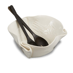 Hilborn Pottery Serving Bowl with Palm Servers White