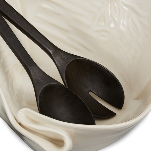 Hilborn Pottery Serving Bowl with Palm Servers White