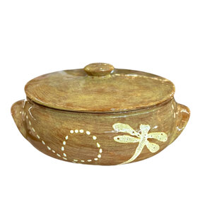 Clayworks & Candles Casserole Dish Goldenrod Dragonfly