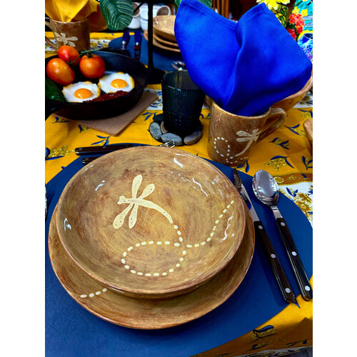 Clayworks & Candles Dinner Plate Goldenrod Dragonfly