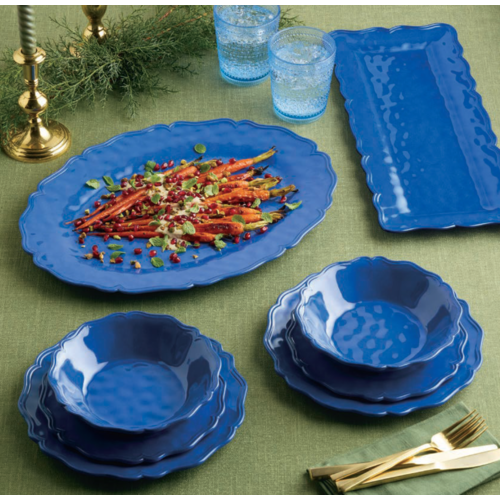 Certified International Blue Rectangular Platter Flores